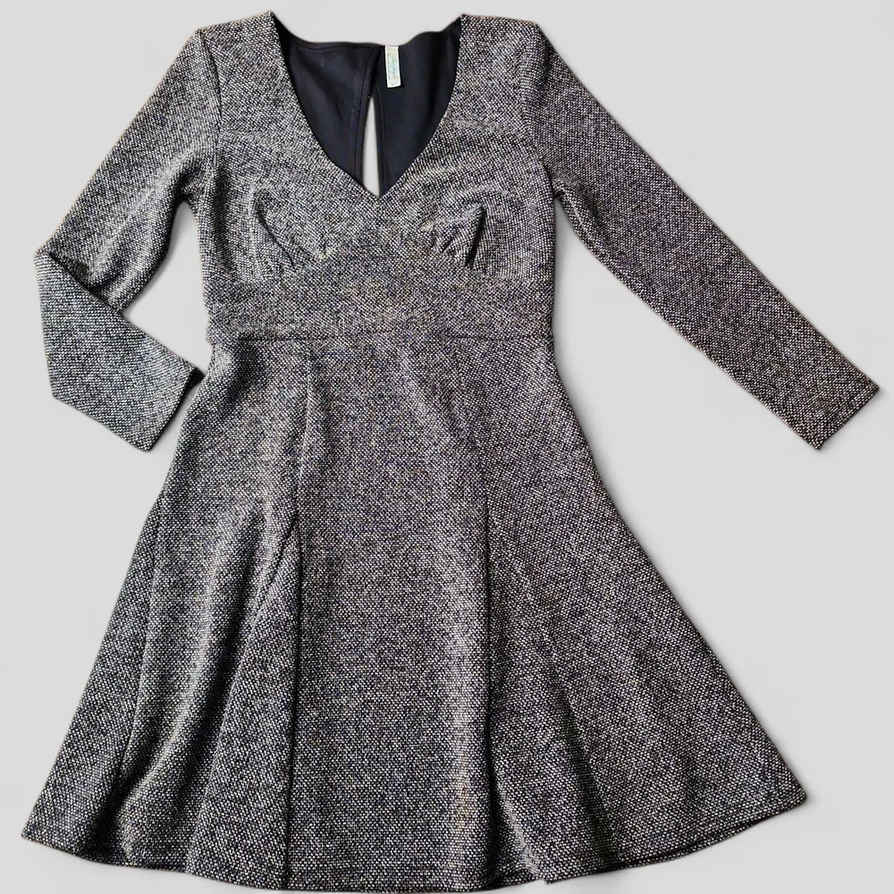 FREE PEOPLE | Black Tweed Fit‎ And Flare Heartstopped Long Sleeve Dress | S